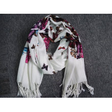 Fashion ladies 100 acrylic butterfly print pashmina scarf and shawl